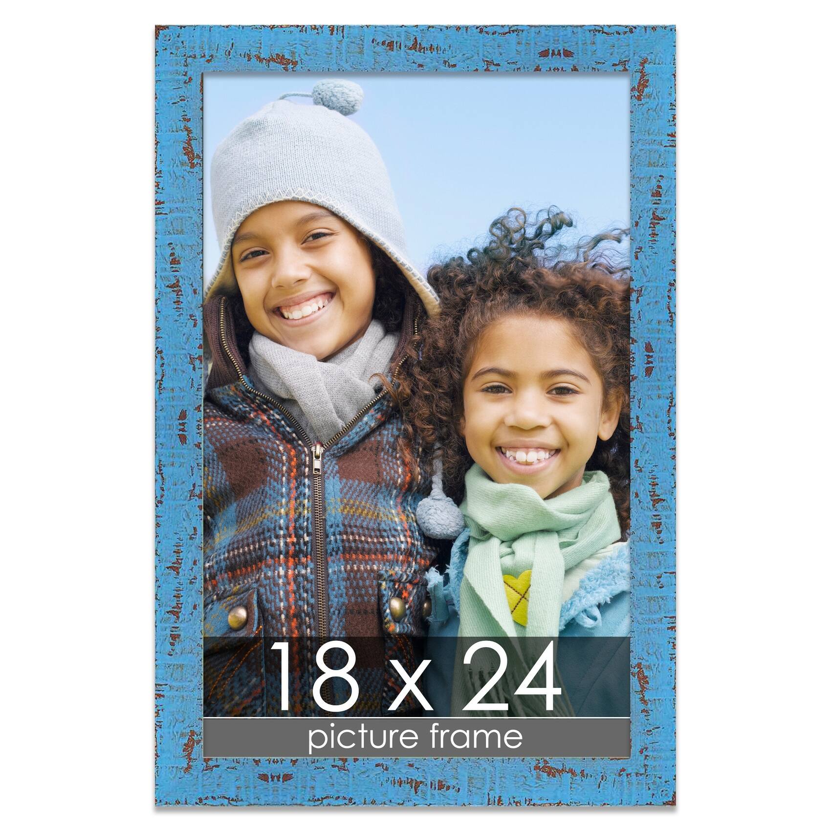 18x24 Shabby Chic / Farmhouse Blue Wood Picture Frame UV Acrylic